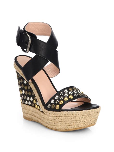 leather espadrille wedge sandals